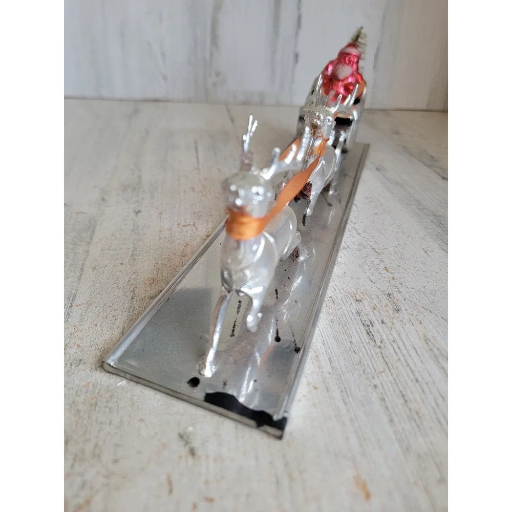 Santa Claus AS IS vintage sleigh unique table top Xmas home decor reindeer